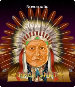 Cover of the slot game 'Indian Spirit' featuring a Native American chief wearing a traditional headdress